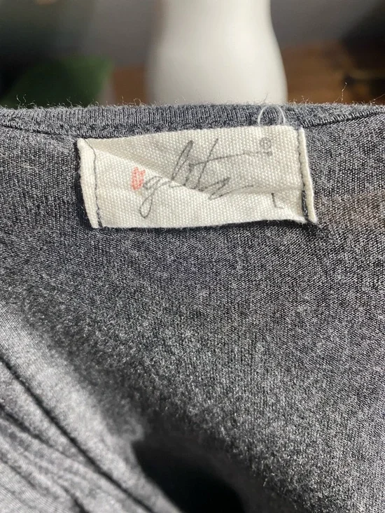 Heather Gray Short Sleeve T-Shirt Dress with Crisscross Neck - Picture 2 of 2